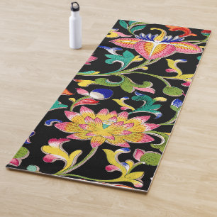 Lotus Flowers and Vine Yoga Mat