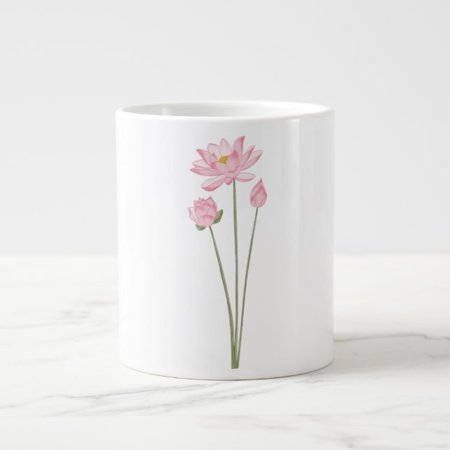 Lotus Flowers Botanical Illustration Coffee Mug (Front)