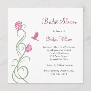 Lotus Flowers Bridal Shower (white) Invitation