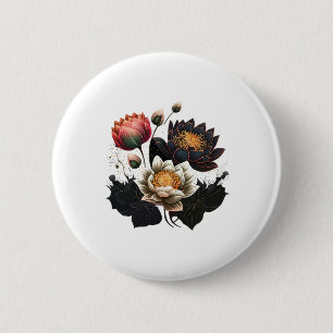 Lotus Flowers Buddhism Spiritual Symbol Yoga Namas 6 Cm Round Badge