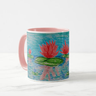 Lotus flowers Drawing Combo Mug