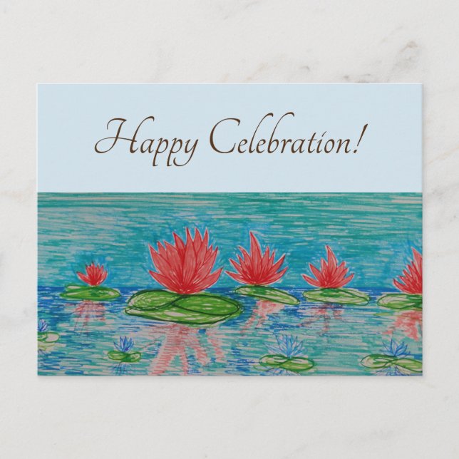 Lotus flowers Drawing Postcard (Front)