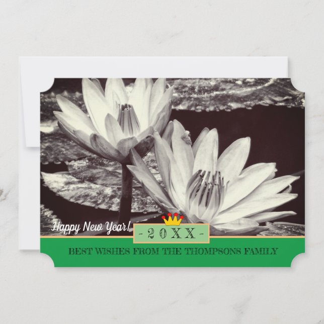Lotus Flowers & Happy New Year! Card /Asia (Front)