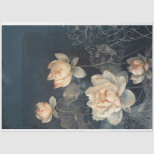 Lotus Flowers & midnight Blue, Mixed Media Effects Tissue Paper