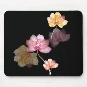 lotus flowers on black mouse mat