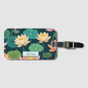 Lotus flowers pattern digital art /Personalised  Luggage Tag