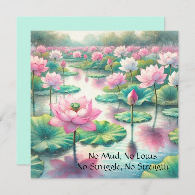 Lotus Flowers & Quote Thank You Card (Front/Back)