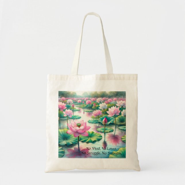 Lotus Flowers & Quote Tote Bag (Front)