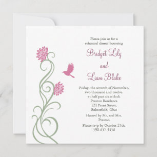 Lotus Flowers Rehearsal Dinner (white) Invitation