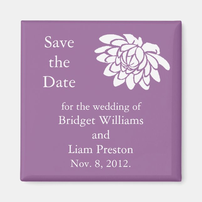 Lotus Flowers Save the Date Magnet (dark purple) (Front)