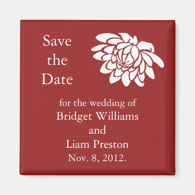 Lotus Flowers Save the Date Magnet (red) (Front)