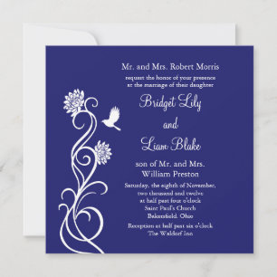 Lotus Flowers Wedding Invitation (indigo)