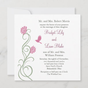 Lotus Flowers Wedding invitation (white)