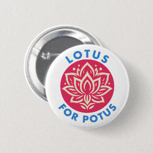 Lotus for Potus Kamala Harris for President Floral 6 Cm Round Badge