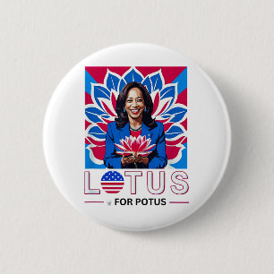 Lotus for Potus Kamala Harris President Campaign 6 Cm Round Badge