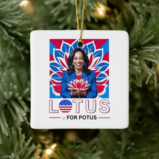 Lotus for Potus Kamala Harris President Campaign Ceramic Ornament (Tree)