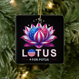 Lotus for Potus Kamala Harris Trendy Lotus Potus Ceramic Ornament