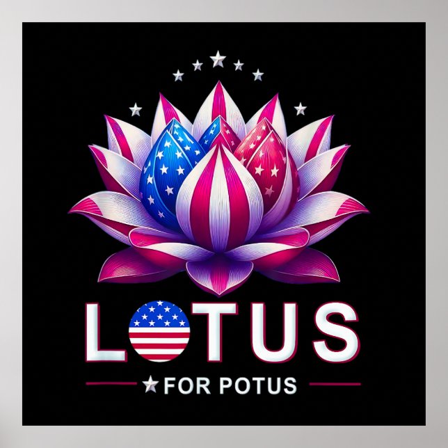 Lotus for Potus Kamala Harris Trendy Lotus Potus Poster (Front)