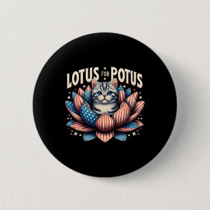 Lotus For Potus Us Flag Cat Lovers Kamala Harris  6 Cm Round Badge