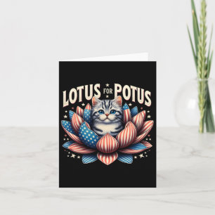 Lotus For Potus Us Flag Cat Lovers Kamala Harris Card