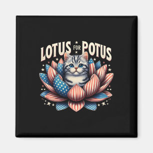 Lotus For Potus Us Flag Cat Lovers Kamala Harris Magnet