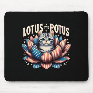 Lotus For Potus Us Flag Cat Lovers Kamala Harris Mouse Mat
