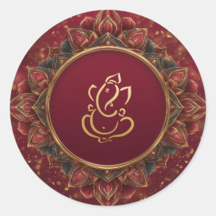 Lotus Ganesh Wedding Indian Wedding Classic Round Sticker