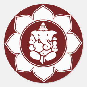 Lotus Ganesha Classic Round Sticker