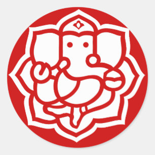 Lotus Ganesha Design Classic Round Sticker