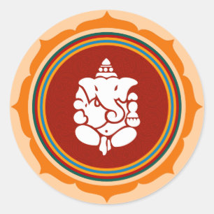 Lotus Ganesha Design Classic Round Sticker