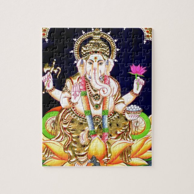 LOTUS GANESHA TANJORE PAINTING JIGSAW PUZZLE (Vertical)
