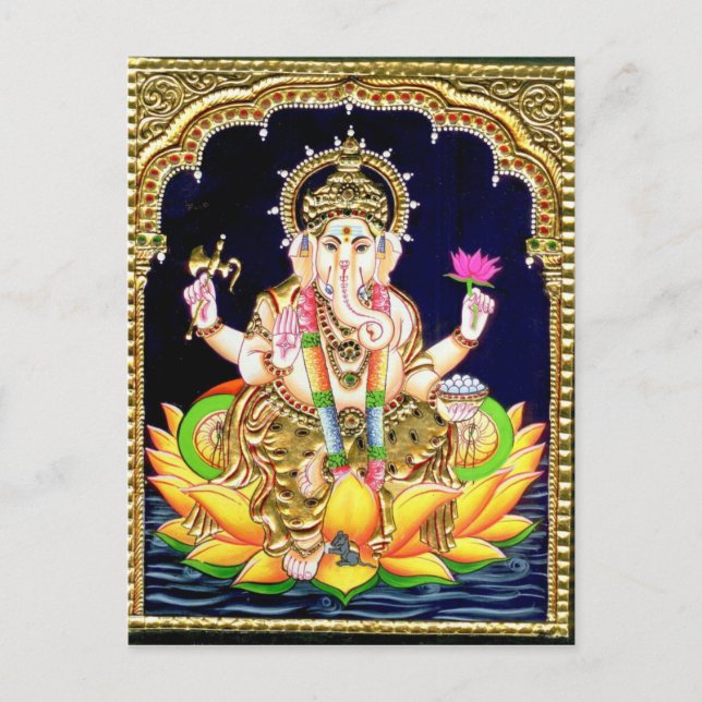 LOTUS GANESHA TANJORE PAINTING POSTCARD (Front)