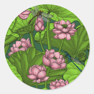 Lotus garden classic round sticker