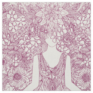lotus garden vintage plum yoga floral fabric
