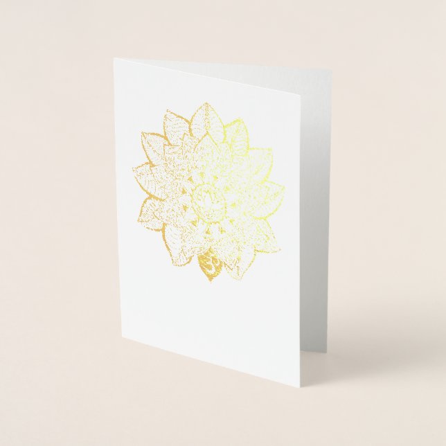 Lotus Gold Foil Blank Greeting Card (Front)