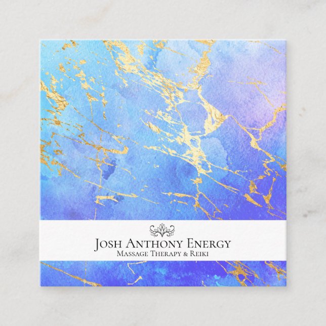 *~* Lotus Gold Pastel Nebula Galaxy Universe AP3 Square Business Card (Front)
