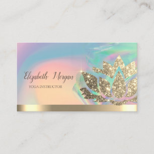  Lotus Gold Stripe Holographic Ink Colourful Yoga  Business Card