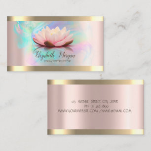 Lotus Gold Stripe Rose Gold Holographic Ink Yoga  Business Card