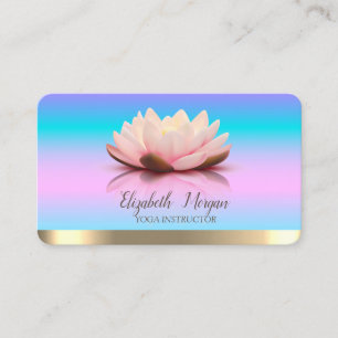 Lotus Gold Stripe Yoga Ombre Holographic Business Card