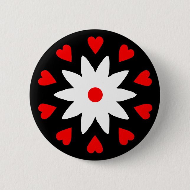 Lotus Heart 6 Cm Round Badge (Front)