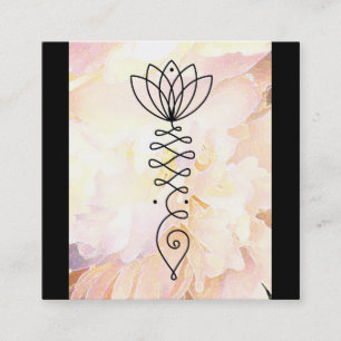 *~* Lotus Heart Peony Flower Floral Reiki Yoga Square Business Card