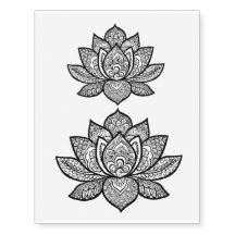 Lotus henna design temporary tattoo sheet