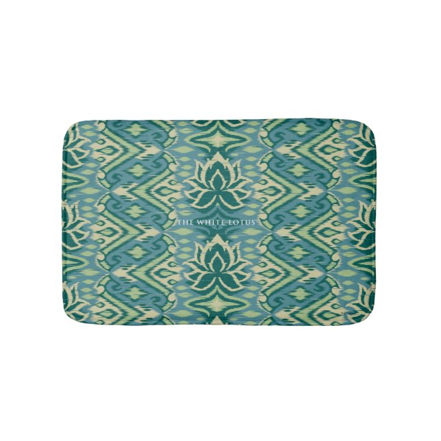 Lotus Ikat Pattern - The White Lotus Bath Mat (Front)