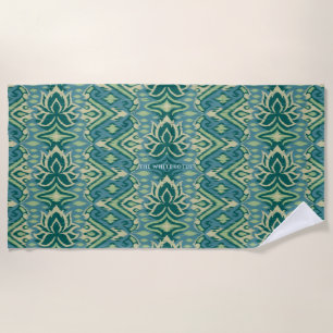 Lotus Ikat Pattern - The White Lotus Beach Towel