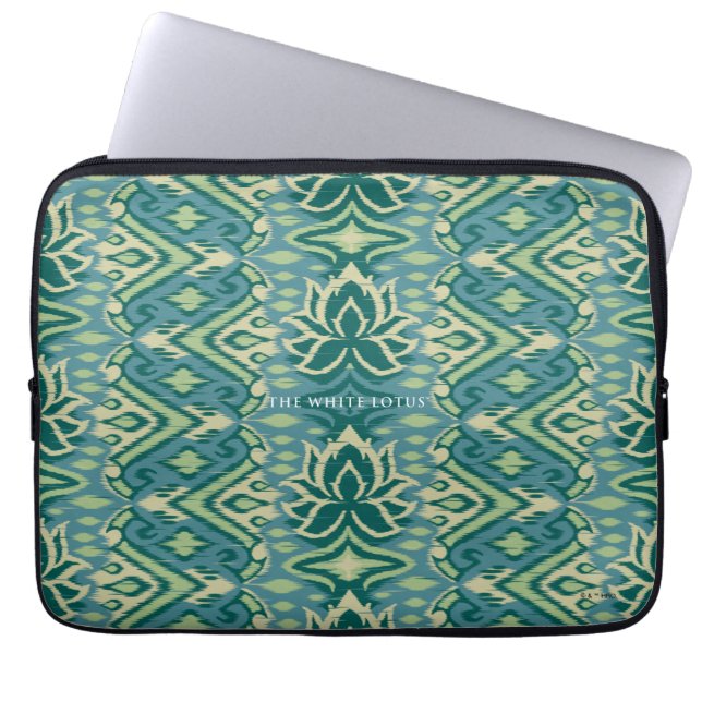 Lotus Ikat Pattern - The White Lotus Laptop Sleeve (Front)