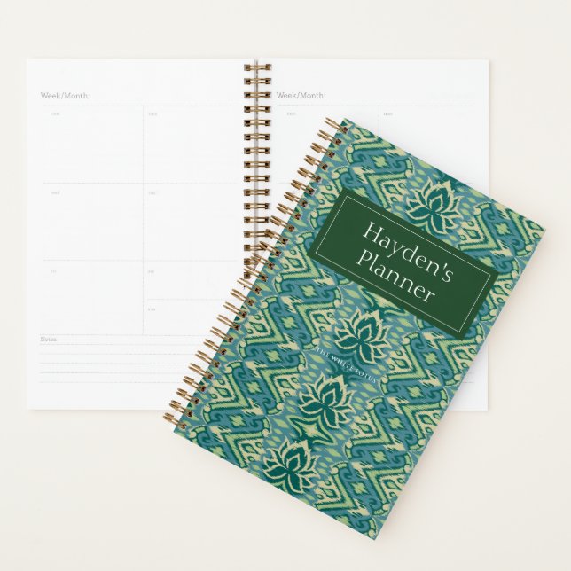Lotus Ikat Pattern - The White Lotus Planner (Display)