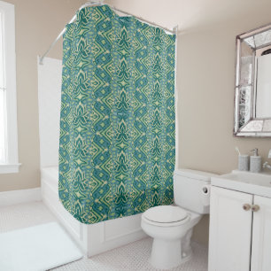 Lotus Ikat Pattern - The White Lotus Shower Curtain