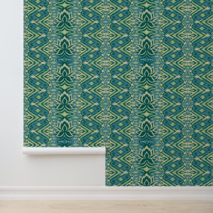 Lotus Ikat Pattern - The White Lotus Wallpaper