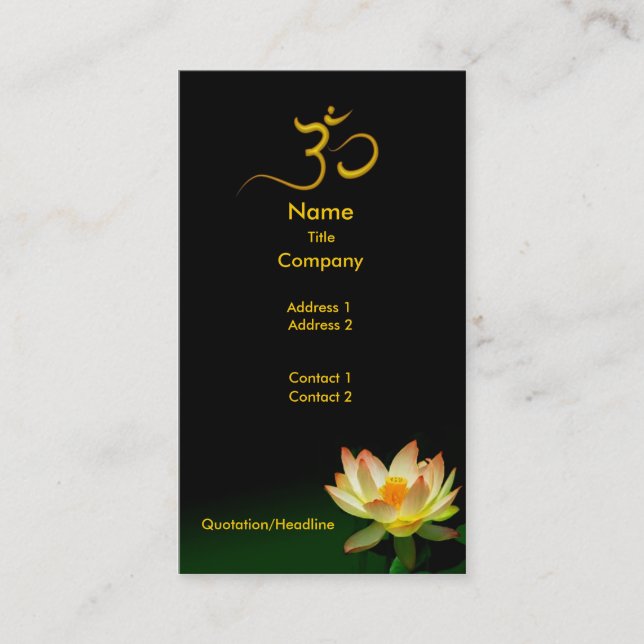 Lotus in bloom for meditative healers busines card (Front)