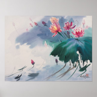 Lotus in the Pond Poster